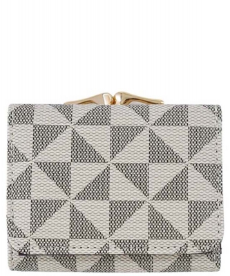 PM Monogram Kiss Lock Tri-fold Wallet PM031 TAUPE